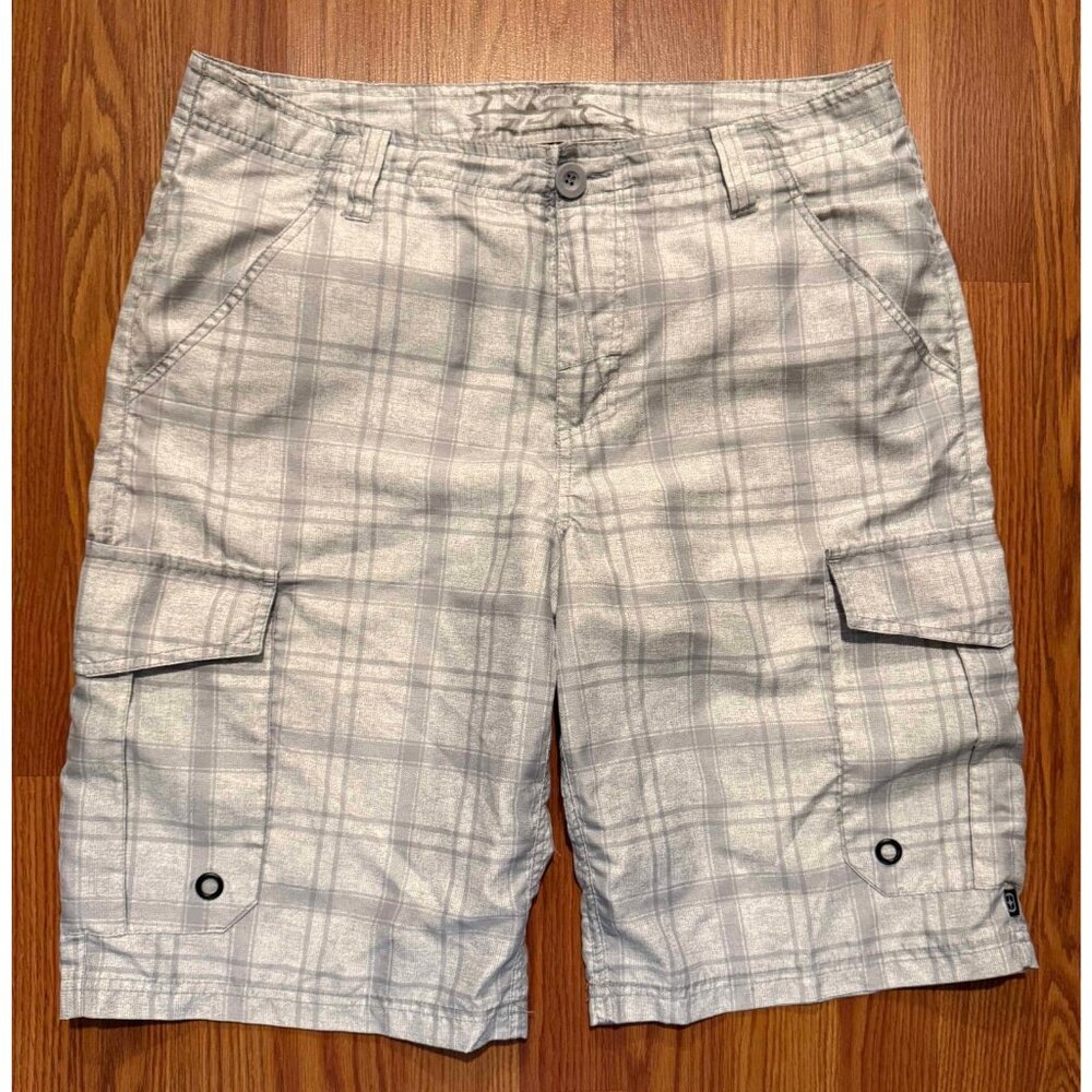 No Fear Preformance Cargo Plaid Shorts Mens 34 10" Pockets Y2K